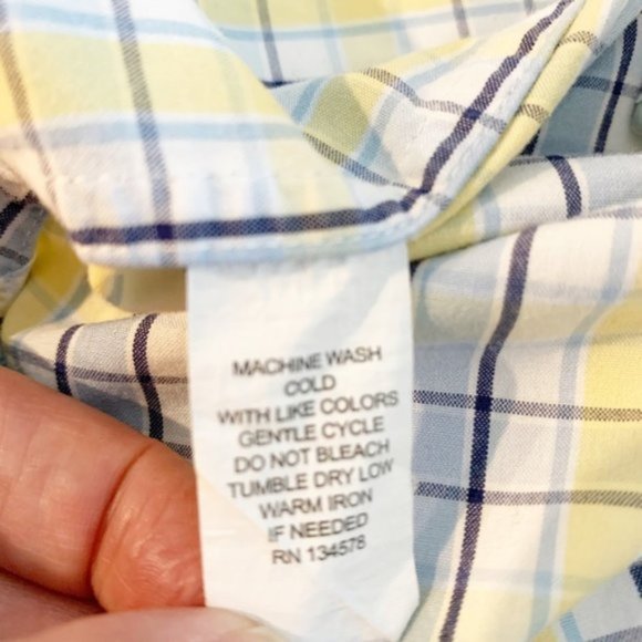 Vineyard Vines Medium M Baron Shirt Blue Yellow Plaid Button Up - Size M - Picture 5 of 8